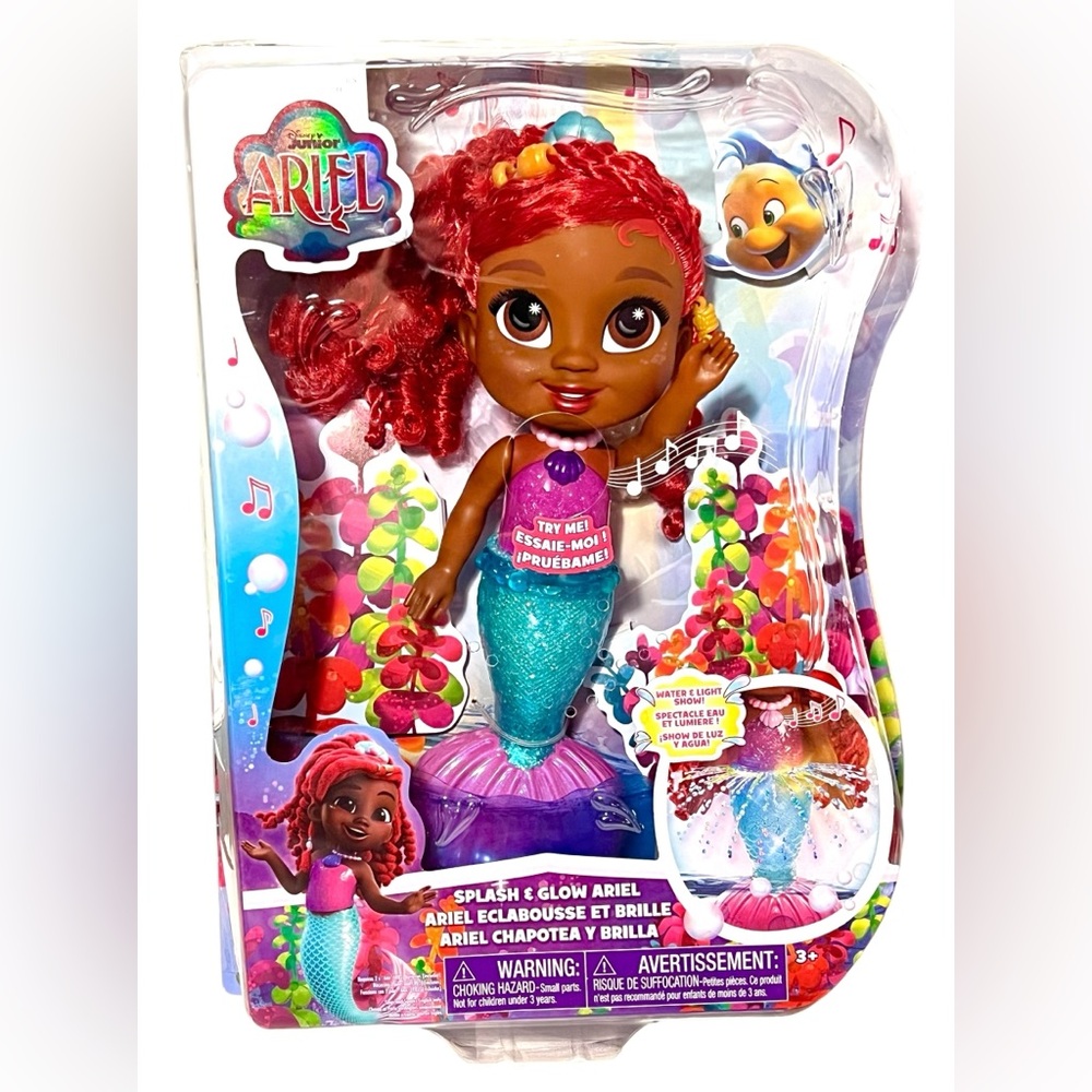 Disney Junior Ariel Splash & Glow Doll – Lights, Music & Water Play!